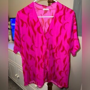 JODIFL Pink and Red Patterned Blouse